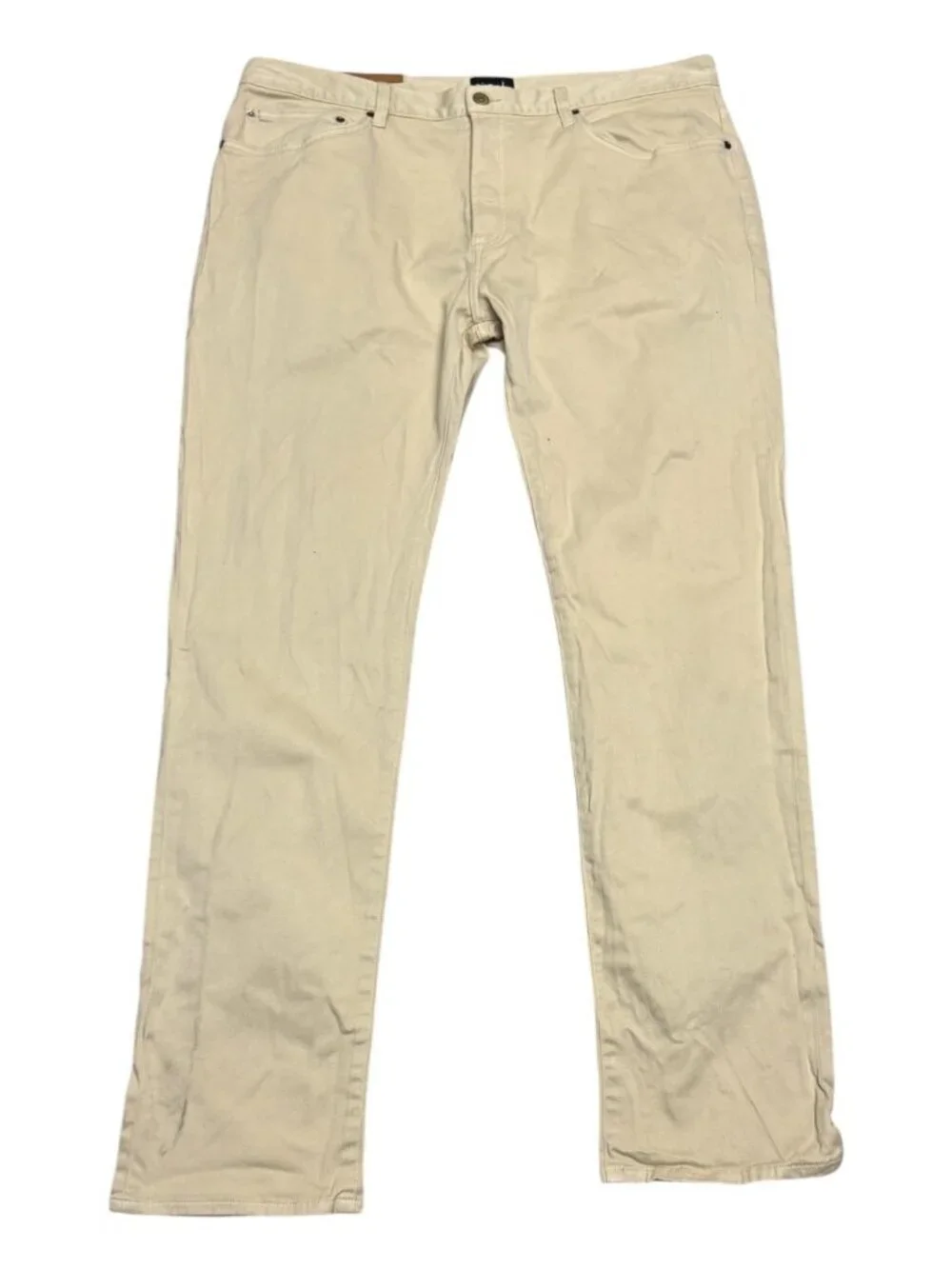 DIAMOND SUPPLY Designer Streetwear Slim Straight Cream Denim Pants Jeans 40x36